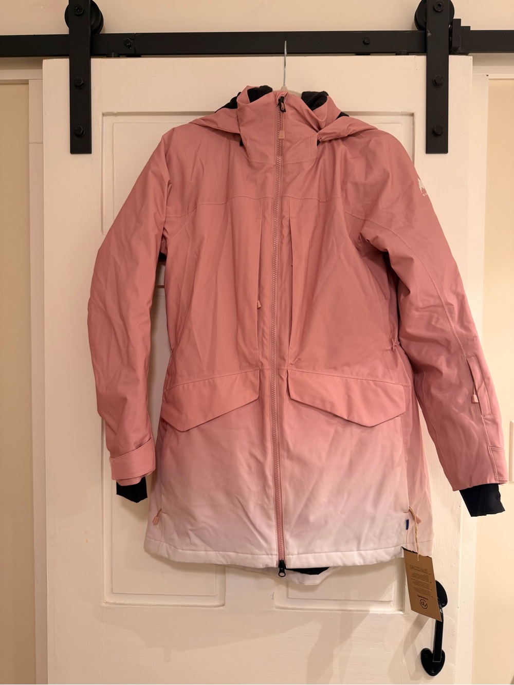 Burton Pink to White Ombre Hooded Ski Jacket
